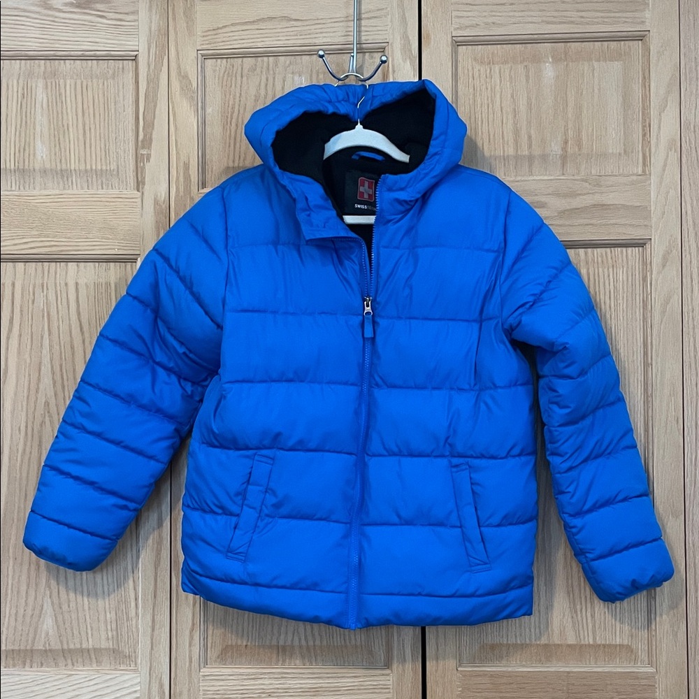 Swiss Tech Kids Hooded Blue Puffer Jacket